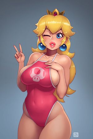 princess peach in swimsuit rizdraws