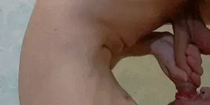 Teasing his own cock