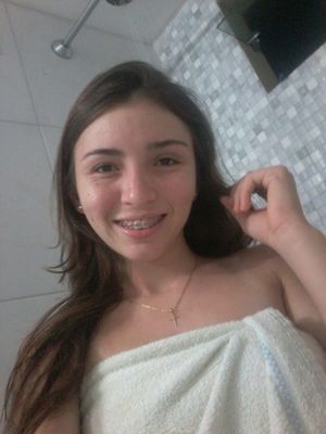 Brazilian fuck slut out of shower in towel with braces - Taise Freitas