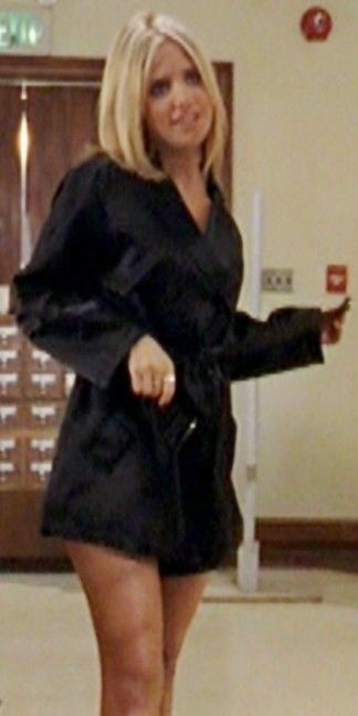 Sarah in sexy Black raincoat, long legs from Buffy pic 6