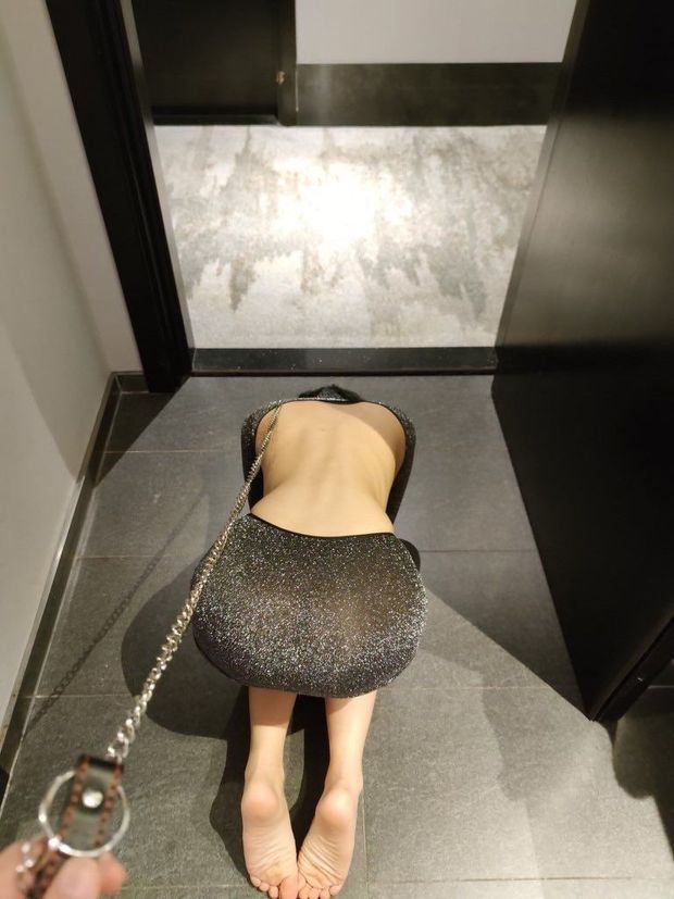 Bringing my sex slave for a walk