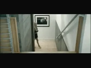 Black robe sexy stair walk