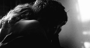 B&W couple flips over while making out