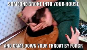 You could feel his thick cum sliding down your sore throat