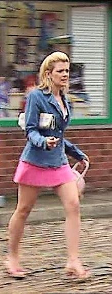 Corrie Leanne walking in very short pink skirt  pic (classic episode 2004)
