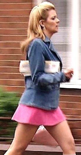 Corrie Leanne very short pink skirt walk 2 (classic episode 2004) pic
