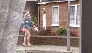 Corrie actress Leanne very short pink walk classic episode 2004