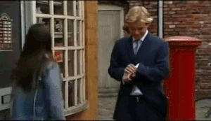 Corrie Leanne very short pink skirt sexy walk classic episode 2004