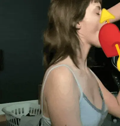 Brunette blowing