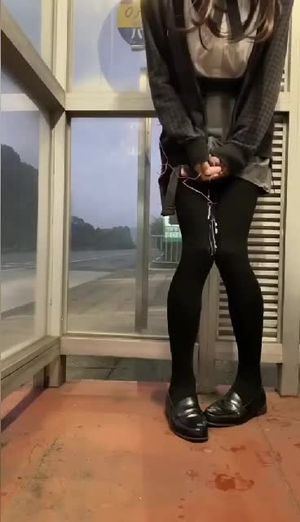 Femboy cums in public