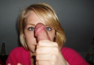 Adorable amateur blond getting ready to give some head