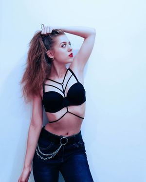 Blonde in black bra 2