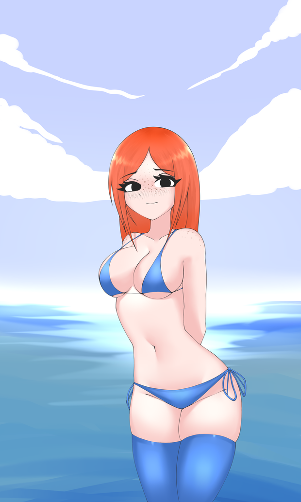 hot red head in bikini