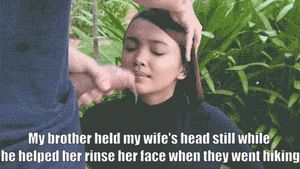 My wife got sweaty during a hike with my brother. He offered to help her rinse off before they came home.