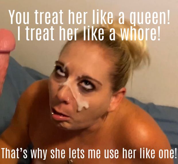 I love cumming all over her married whore face!