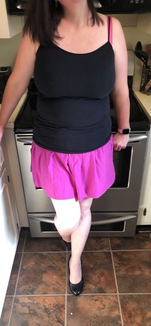 Wearing a short skirt for easy access to her horny wet pussy!!!