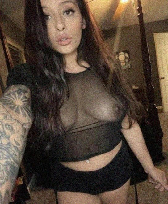 Brunette with black see-through