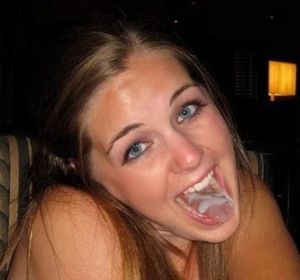 Teen amateur showing off her mouthful of cum