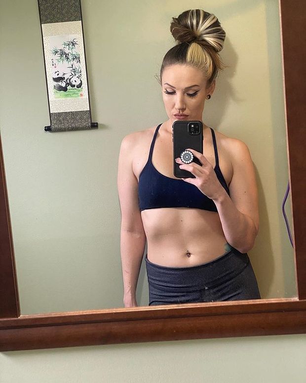 Allysin Kay pierced belly button lick it