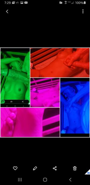 Light colors switching on and off in our sauna as I jerk on her. DM if this is hot to you.