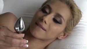 Lubing Up Her Jeweled Diamond Anal Butt Plug