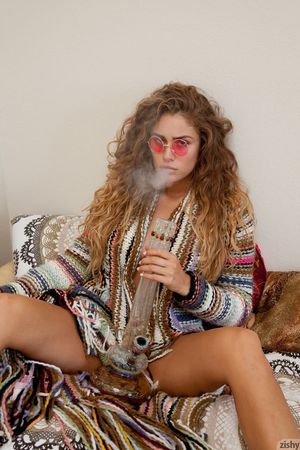 Hot hippy babe smoker