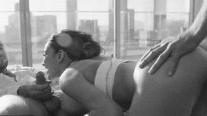 wife and husband take a guy they met at the party to have sex at home.