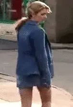 Jane Danson - sexy very short denim shorts walk off classic Coronation Street 2004