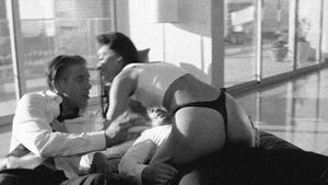 wife and husband take a guy they met at the party to have sex at home.