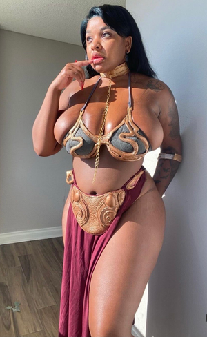 Beautiful Busty Black Woman dressed as Princess Leia