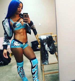 Sasha Banks showing off her sexy abs