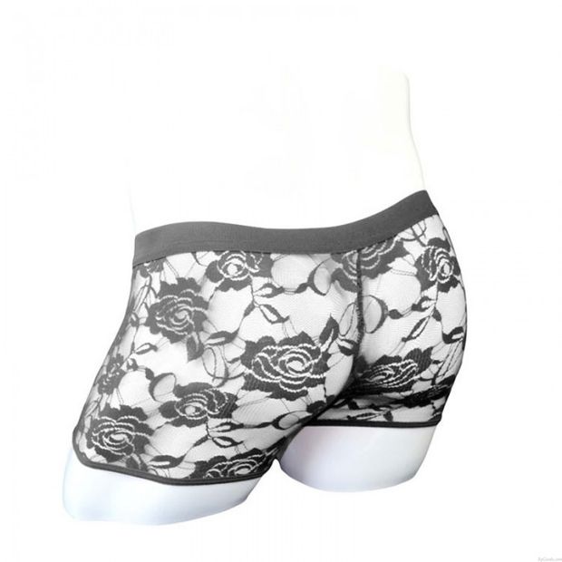 Ropa interior calada de encaje de flores sexy para hombre U bolsa tanga tanga lencería bóxer calzoncillos