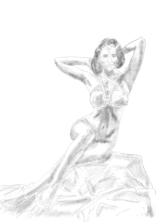 Sketch model posing naked
