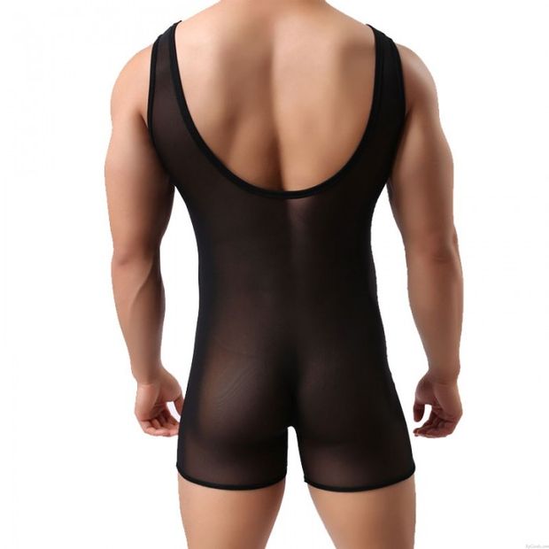 Sexy Gittergewebe Schier Sportliche Unterstützer Overall Sport Singlet-Trikot Unterwäsche Wrestling-Strumpfhose Einteiliger Body Herrenunterwäsche