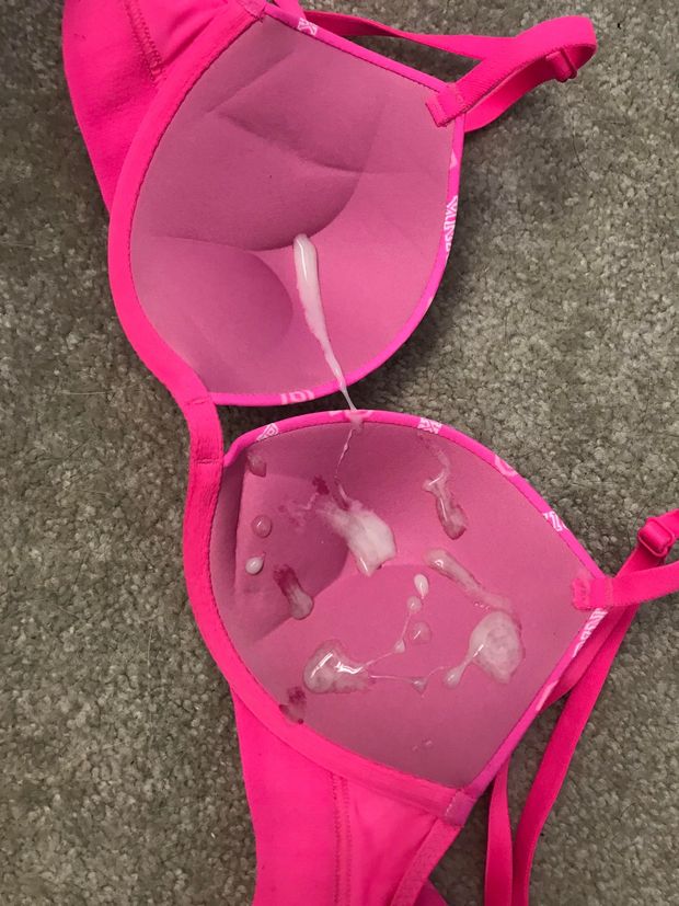 Cum in Pink Bra