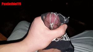 Jerking Off With Black Lace Panties