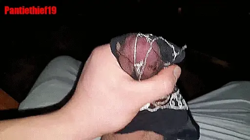 Jerking Off With Black Lace Panties