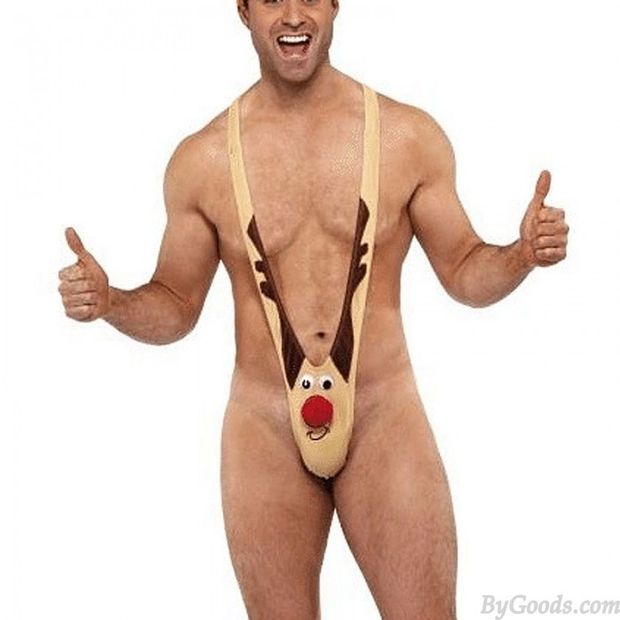 Sexy Elk Clown Teddy Strap One Piece Cosplay Costume Christmas Deer Underwear Lingerie For Men