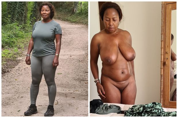 Ndey outside in tight outfit and nude