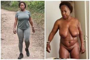 Ndey outside in tight outfit and nude