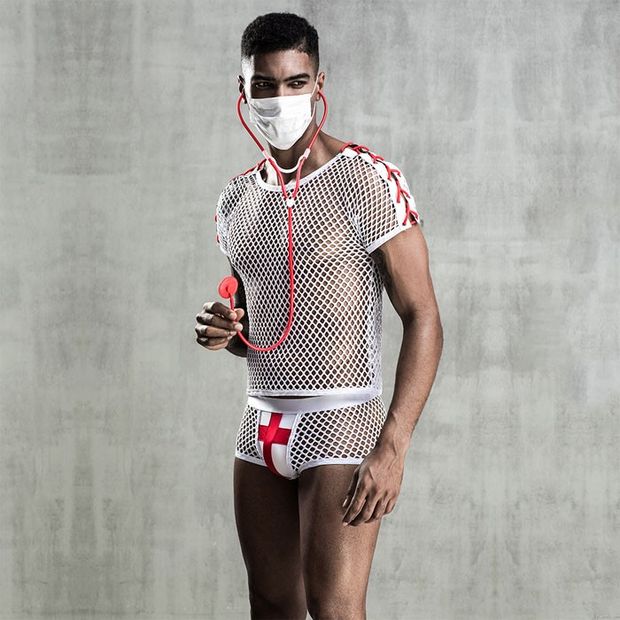 Sexy Hot Nurse Cosplay Fishnet Uniform Temptation Female Nurse Lingerie