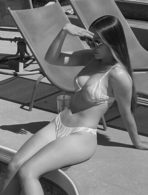 Teen in bikini b&w