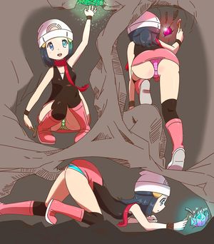 concentrated to find the treasures, she does not notice that she is constantly watched