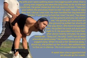 Walking along the jogging path with my wife