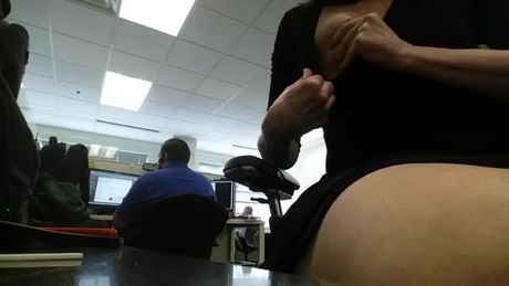 Flashing Pussy and Tits at Work