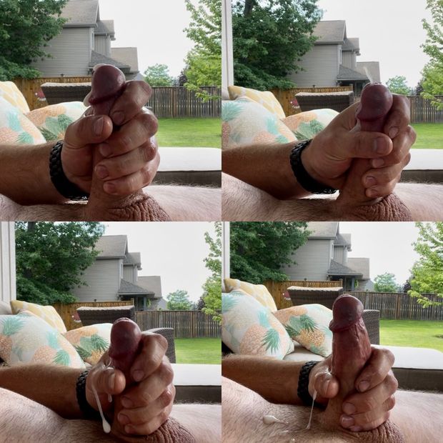 Cumshot collage outdoors