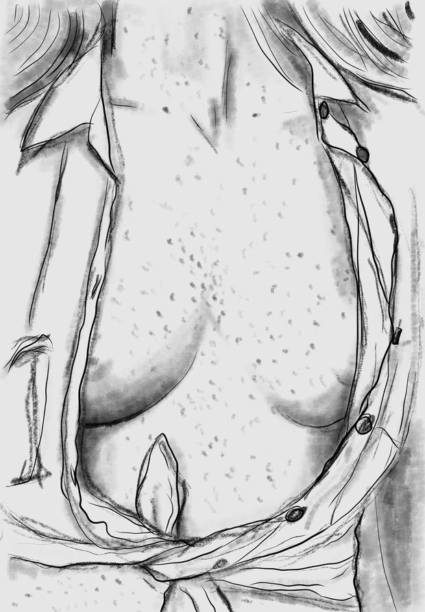 Open blouse sketch