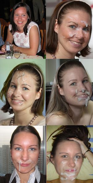 Brunette stunner facialized