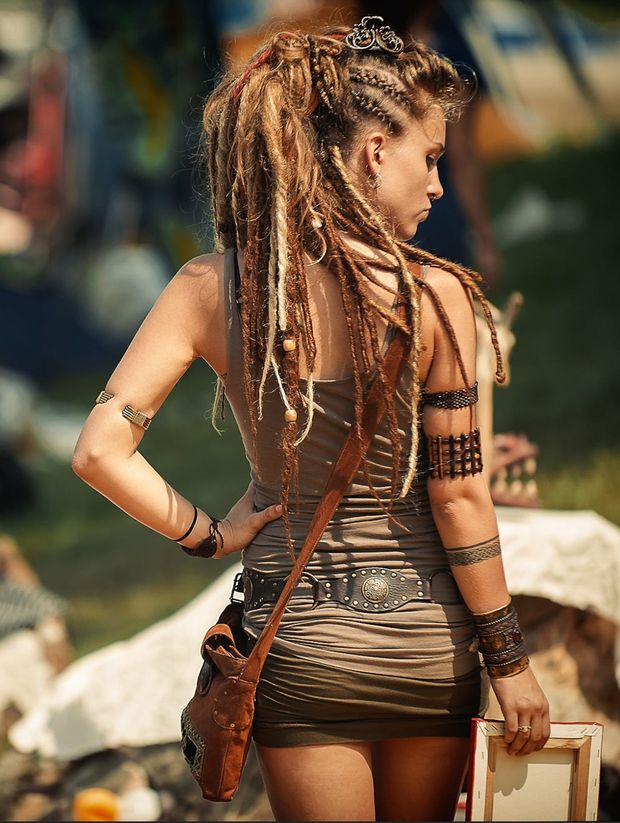 dreadlock hippie at festival
