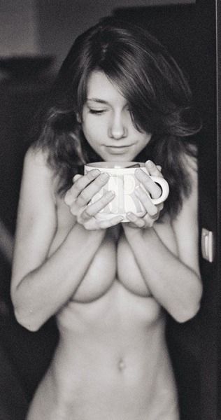 Beautiful babe enjoying coffee
